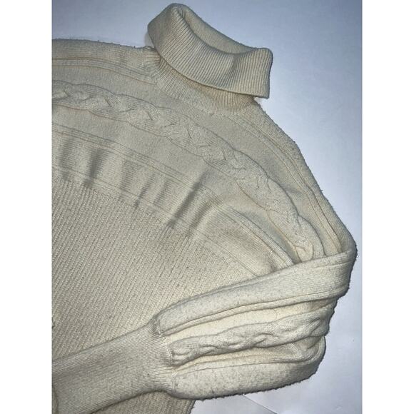 JOA Chunky Sweater Women Size Small Cream Cable Knit Ribbed Turtleneck Cabincore - Picture 3 of 13